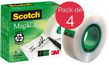 PORTARROLLOS 3M C60 + 4 CINTAS ADHESIVAS INVISIBLES SCOTCH MAGIC