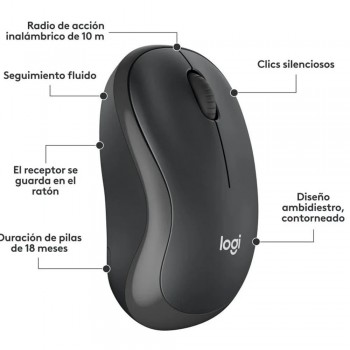CONJUNTO TECLADO + RATON SILENCIOSO INALÁMBRICO LOGITECH MK295 NEGRO