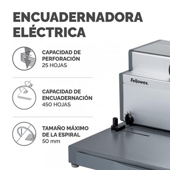 ENCUADERNADORA ELÉCTRICA DE ESPIRAL FELLOWES METAL E 200R