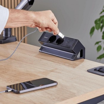 REGLETA DE SOBREMESA DE 2 TOMAS CON USB-C Y USB-A FELLOWES